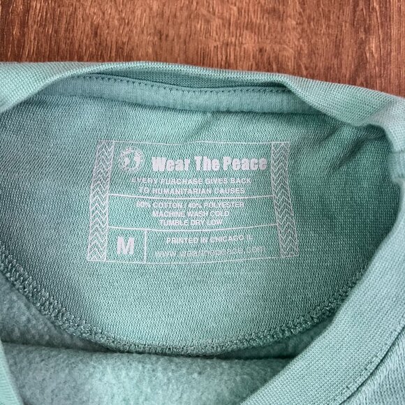 Wear the Peace ‘HUMAN’ Crewneck Aqua Sweatshirt Size M - Picture 5 of 11
